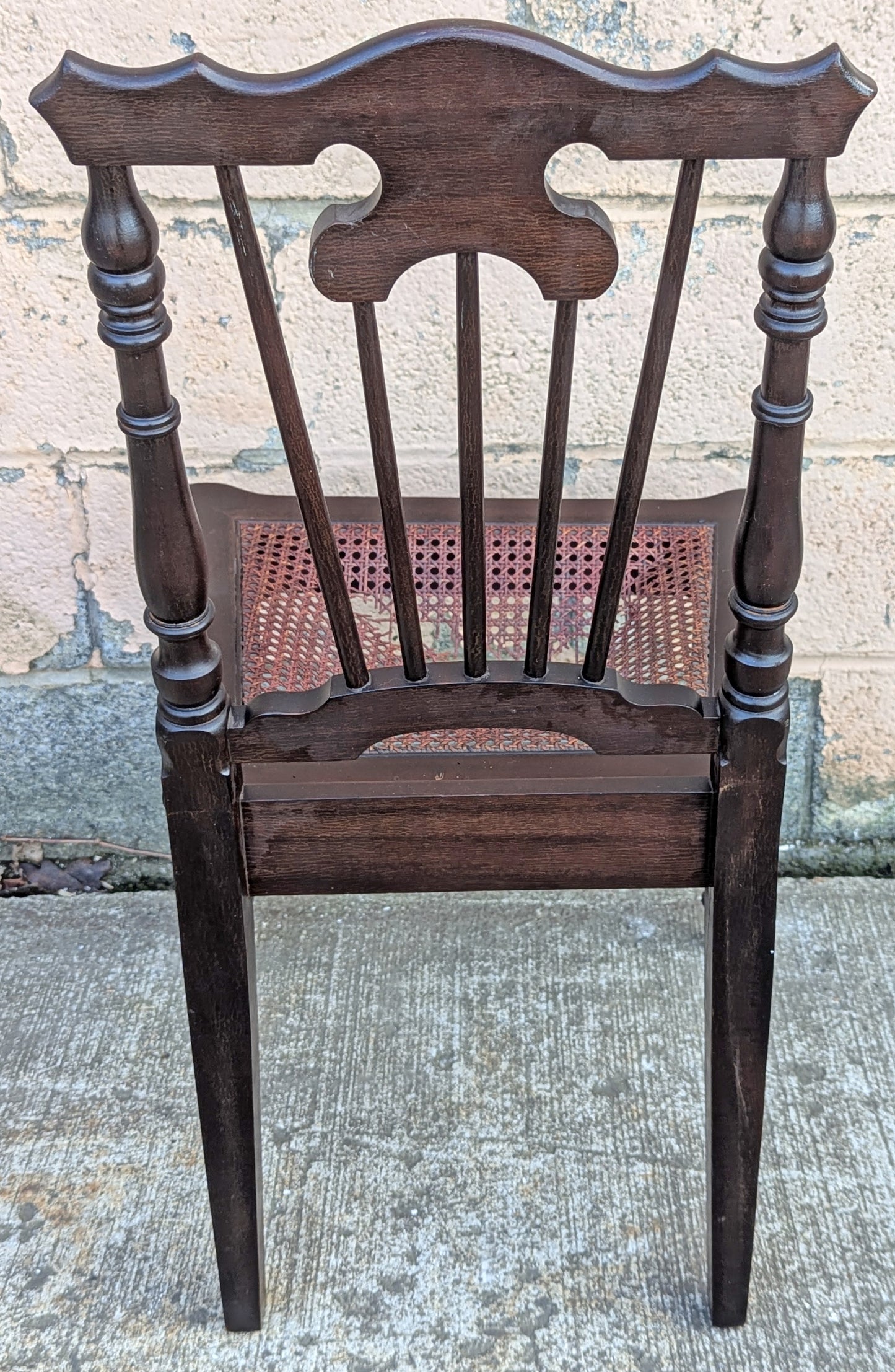 Antique Vintage Old Victorian Eastlake SOLID Wood Wooden Carved Side Dining Accent Desk Chair Caned Cane Seat