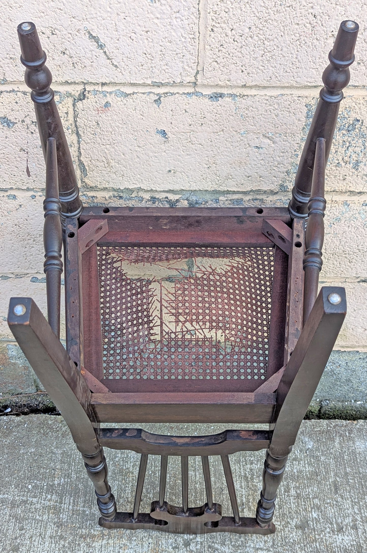 Antique Vintage Old Victorian Eastlake SOLID Wood Wooden Carved Side Dining Accent Desk Chair Caned Cane Seat