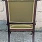 Antique Vintage Old Solid Hardwood Wooden Medallion Side Dining Lounge Accent Chair Upholstered Upholstery Tufted Green Fabric Seat Bergerie