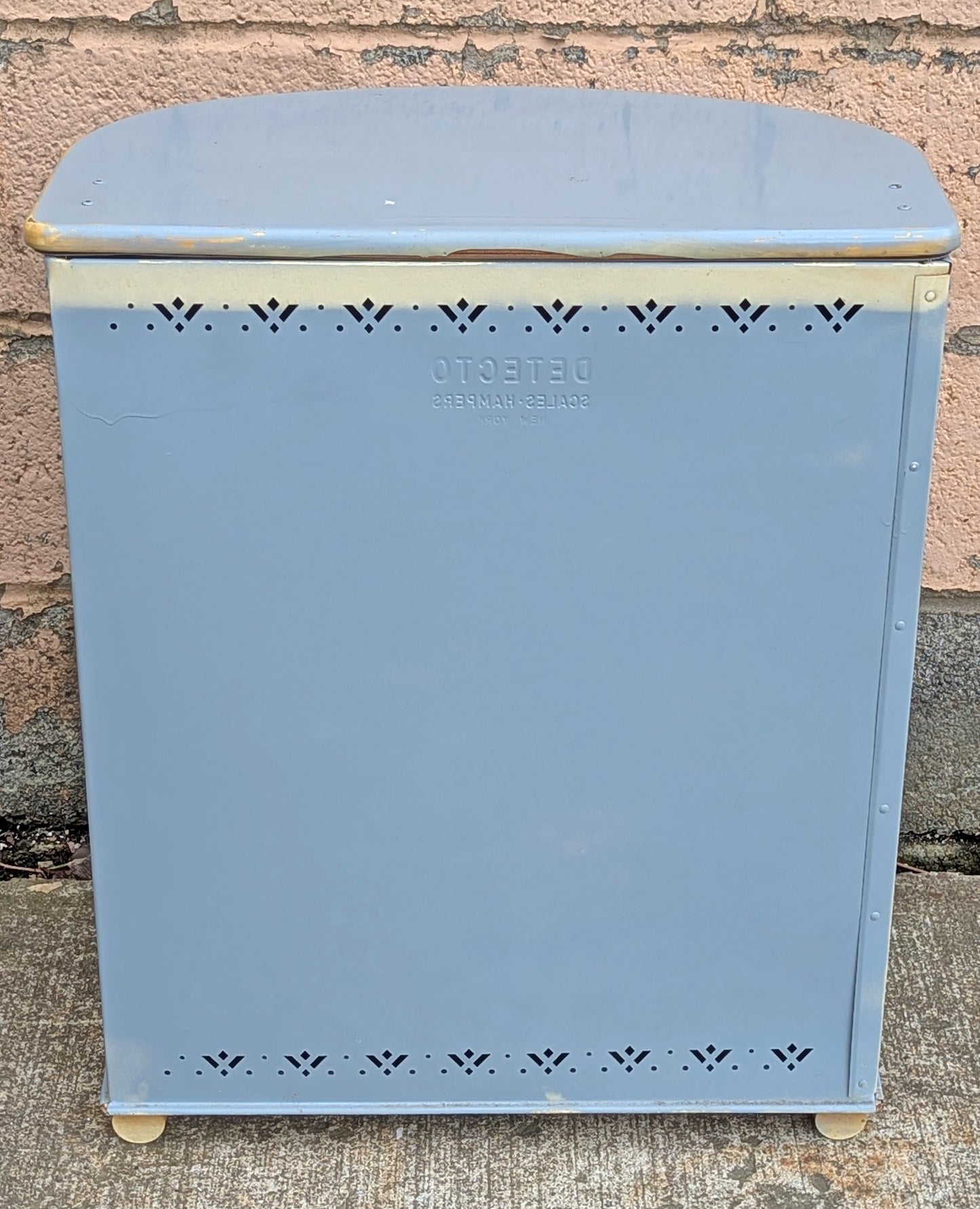 Vintage Old DETECTO BRAND Mid Century Modern Metal Steel Kids Children Laundry Hamper Clothes Clothing Vented Basket Bin