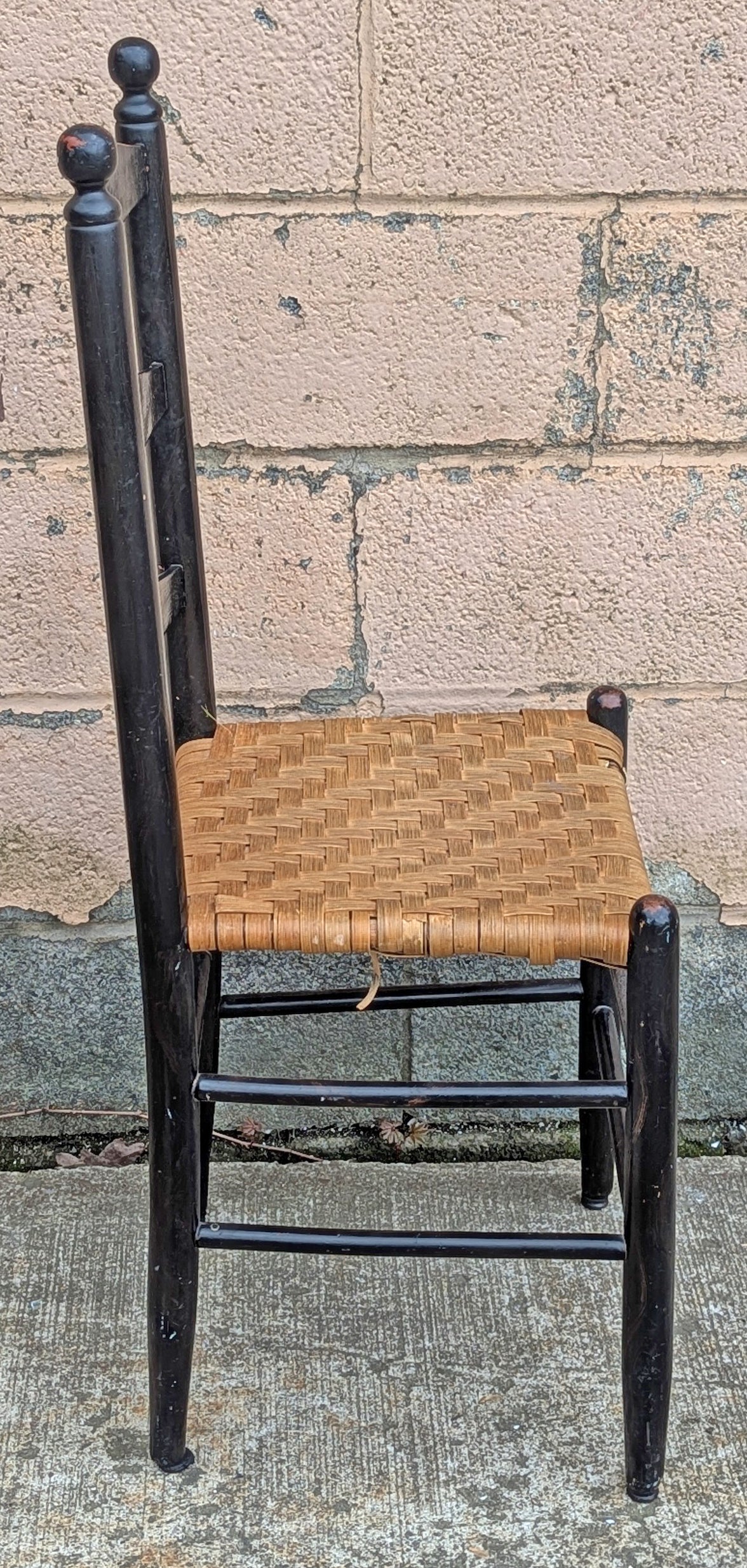 Antique Shaker Style Old Ladderback Reclaimed Salvaged SOLID Hardwood Wood Wooden Dining Accent Side Woven Rattan Chair Seat