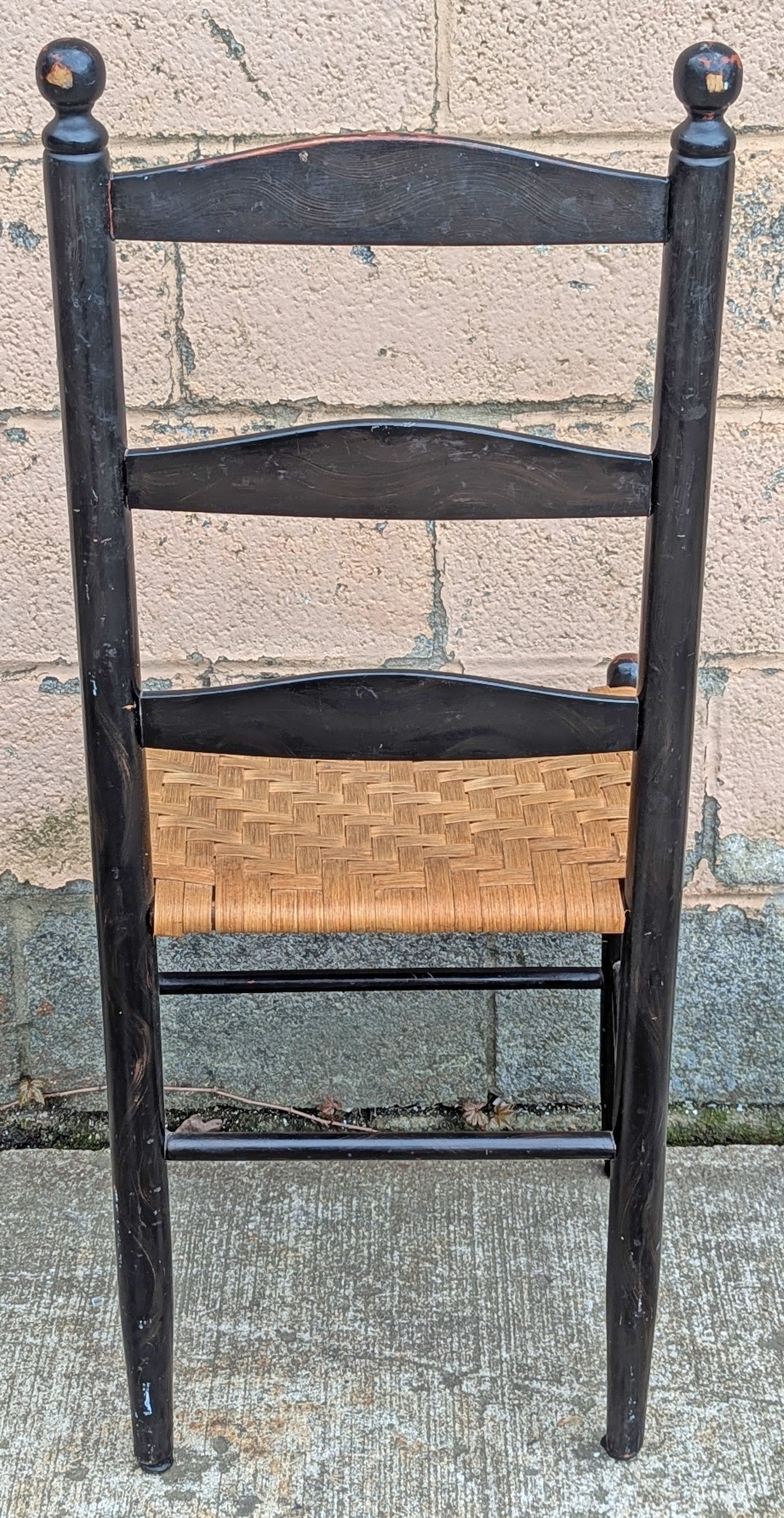 Antique Shaker Style Old Ladderback Reclaimed Salvaged SOLID Hardwood Wood Wooden Dining Accent Side Woven Rattan Chair Seat