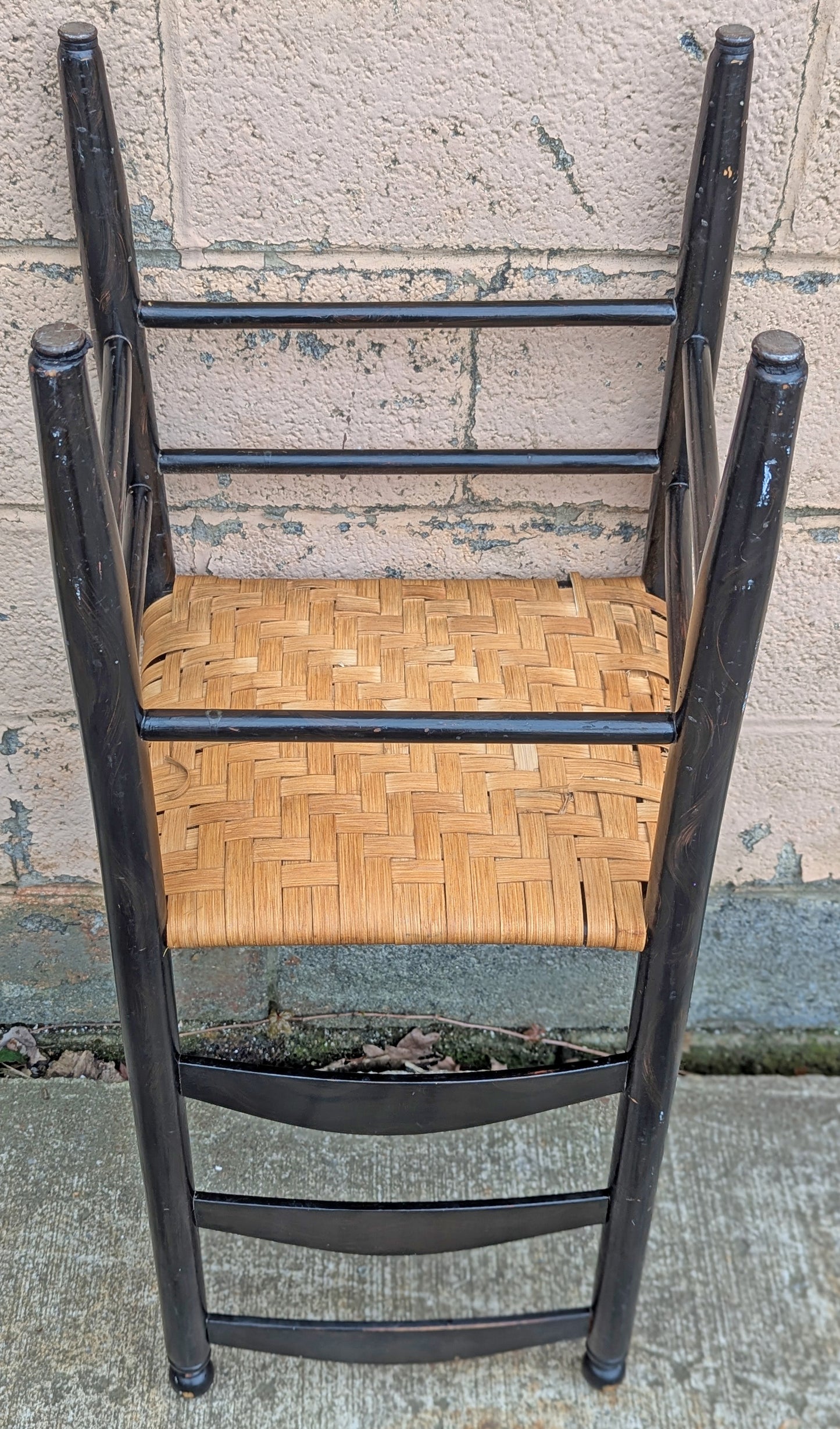 Antique Shaker Style Old Ladderback Reclaimed Salvaged SOLID Hardwood Wood Wooden Dining Accent Side Woven Rattan Chair Seat