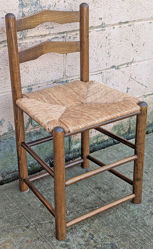 Vintage Antique Old Ladderback Reclaimed Salvaged SOLID Wood Wooden Dining Accent Side Rattan Seagrass Chair Seat