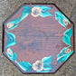 Antique Vintage Old Reclaimed Handmade Handcrafted Solid Wood Wooden Octagon Octagonal Floral Painted Lamp End Side Accent Table Plant Stand Stool Arts & Crafts Mission Style