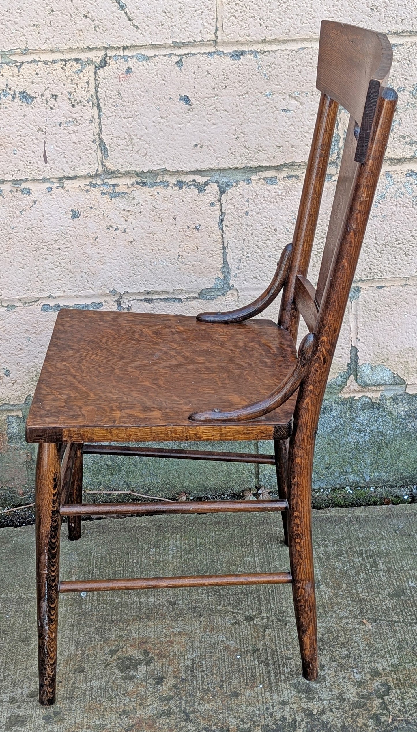 Antique Old Reclaimed Salvaged Country Farmhouse SOLID Quartersawn Oak Wood Wooden Slat Back Side Accent Dining Ladderback Chair Seat