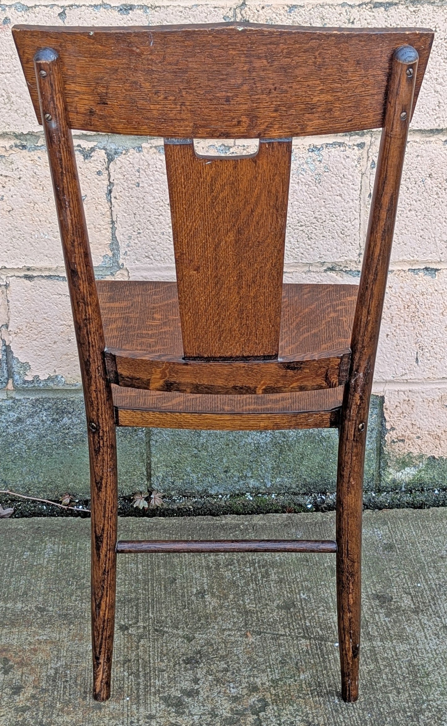Antique Old Reclaimed Salvaged Country Farmhouse SOLID Quartersawn Oak Wood Wooden Slat Back Side Accent Dining Ladderback Chair Seat