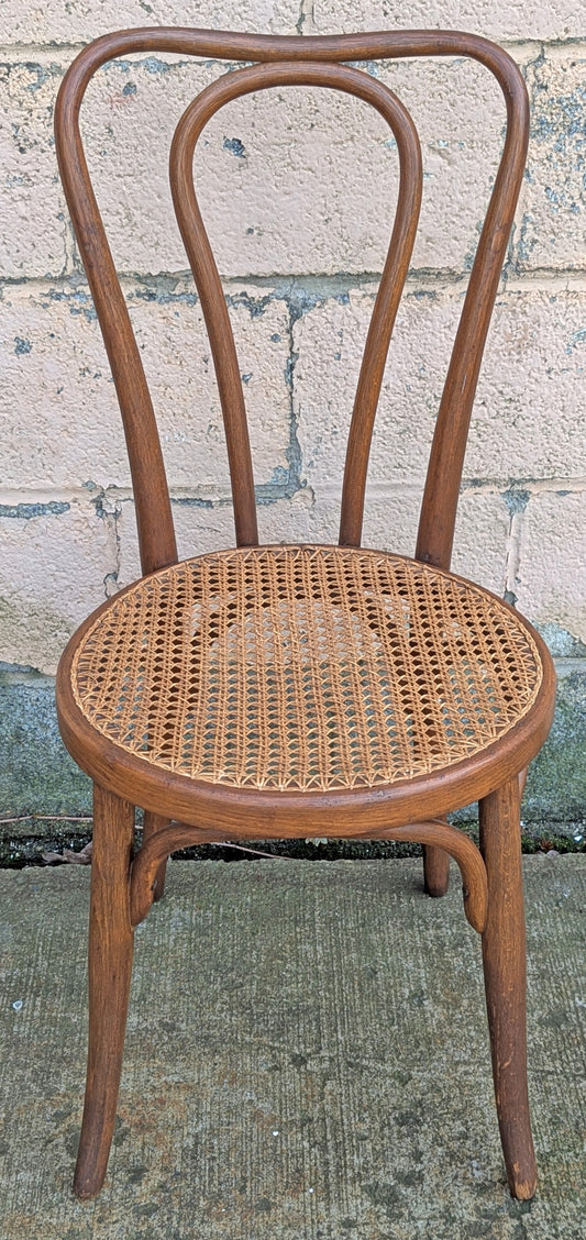 Antique Vintage .,Old Thonet Reclaimed Salvaged SOLID Wood Wooden Curved Bentwood Side Accent Bistro Dining Chair Caned Seat