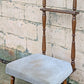 Vintage Antique Old Reclaimed Salvaged SOLID Wood Wooden Side Accent Dressing Butler Valet Gentlemans Chair Fabric Upholstered Seat
