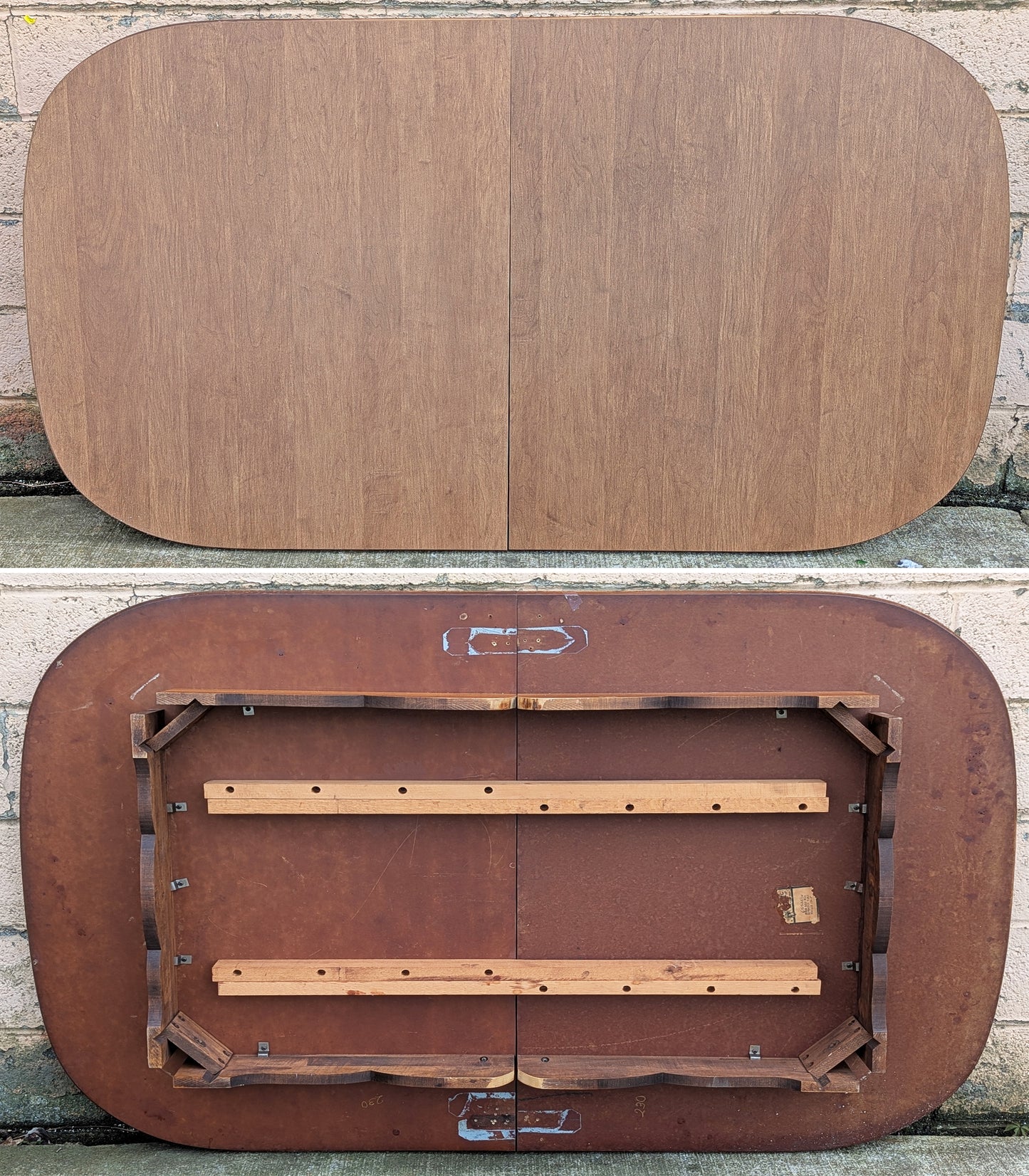 Vintage Antique "Hale Company" Old Reclaimed Salvaged SOLID Maple Hard Wood Formica Wooden Dining Room Set Spindleback Arm Armrest Saddle Chairs Table Leaf