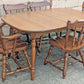 Vintage Antique "Hale Company" Old Reclaimed Salvaged SOLID Maple Hard Wood Formica Wooden Dining Room Set Spindleback Arm Armrest Saddle Chairs Table Leaf