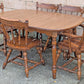 Vintage Antique "Hale Company" Old Reclaimed Salvaged SOLID Maple Hard Wood Formica Wooden Dining Room Set Spindleback Arm Armrest Saddle Chairs Table Leaf