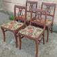 Set of 4 Antique Vintage Old Reclaimed Salvaged Lyre Back SOLID Mahogany Wood Wooden Dining Side Accent Chairs Nautical Fabric Seats