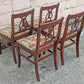Set of 4 Antique Vintage Old Reclaimed Salvaged Lyre Back SOLID Mahogany Wood Wooden Dining Side Accent Chairs Nautical Fabric Seats