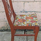 Set of 4 Antique Vintage Old Reclaimed Salvaged Lyre Back SOLID Mahogany Wood Wooden Dining Side Accent Chairs Nautical Fabric Seats