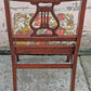 Set of 4 Antique Vintage Old Reclaimed Salvaged Lyre Back SOLID Mahogany Wood Wooden Dining Side Accent Chairs Nautical Fabric Seats