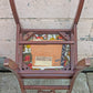 Set of 4 Antique Vintage Old Reclaimed Salvaged Lyre Back SOLID Mahogany Wood Wooden Dining Side Accent Chairs Nautical Fabric Seats
