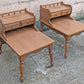 Pair of Vintage Antique Old Mid Century Mersman SOLID Wooden Wood & Formica Wooden 2 Tier End Side Accent Lamp Tables Night Stand Shelf