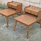 Pair of Vintage Antique Old Mid Century Mersman SOLID Wooden Wood & Formica Wooden 2 Tier End Side Accent Lamp Tables Night Stand Shelf