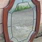 Vintage Antique Old Reclaimed Salvaged Solid Wood Wooden Oval Curved Serpentine Wall Mounted Mount Mirror Textured Glass Ornate Decorative