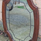 Vintage Antique Old Reclaimed Salvaged Solid Wood Wooden Oval Curved Serpentine Wall Mounted Mount Mirror Textured Glass Ornate Decorative