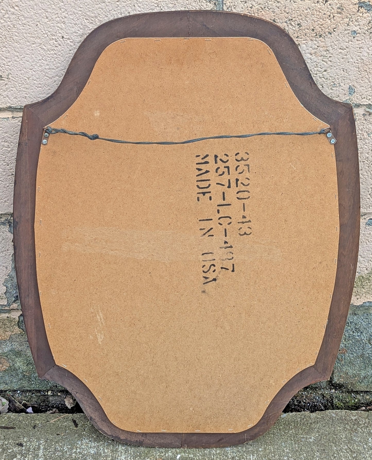 Vintage Antique Old Reclaimed Salvaged Solid Wood Wooden Oval Curved Serpentine Wall Mounted Mount Mirror Textured Glass Ornate Decorative