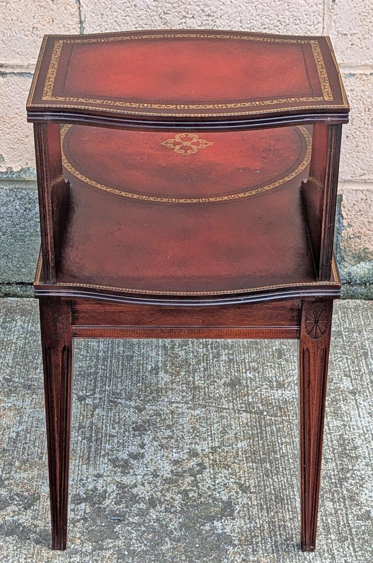 Antique Vintage Old Reclaimed Salvaged SOLID Mahogany Wood Wooden Leather Top End Side Occasional Accent Lamp Table Night Stand Nightstand