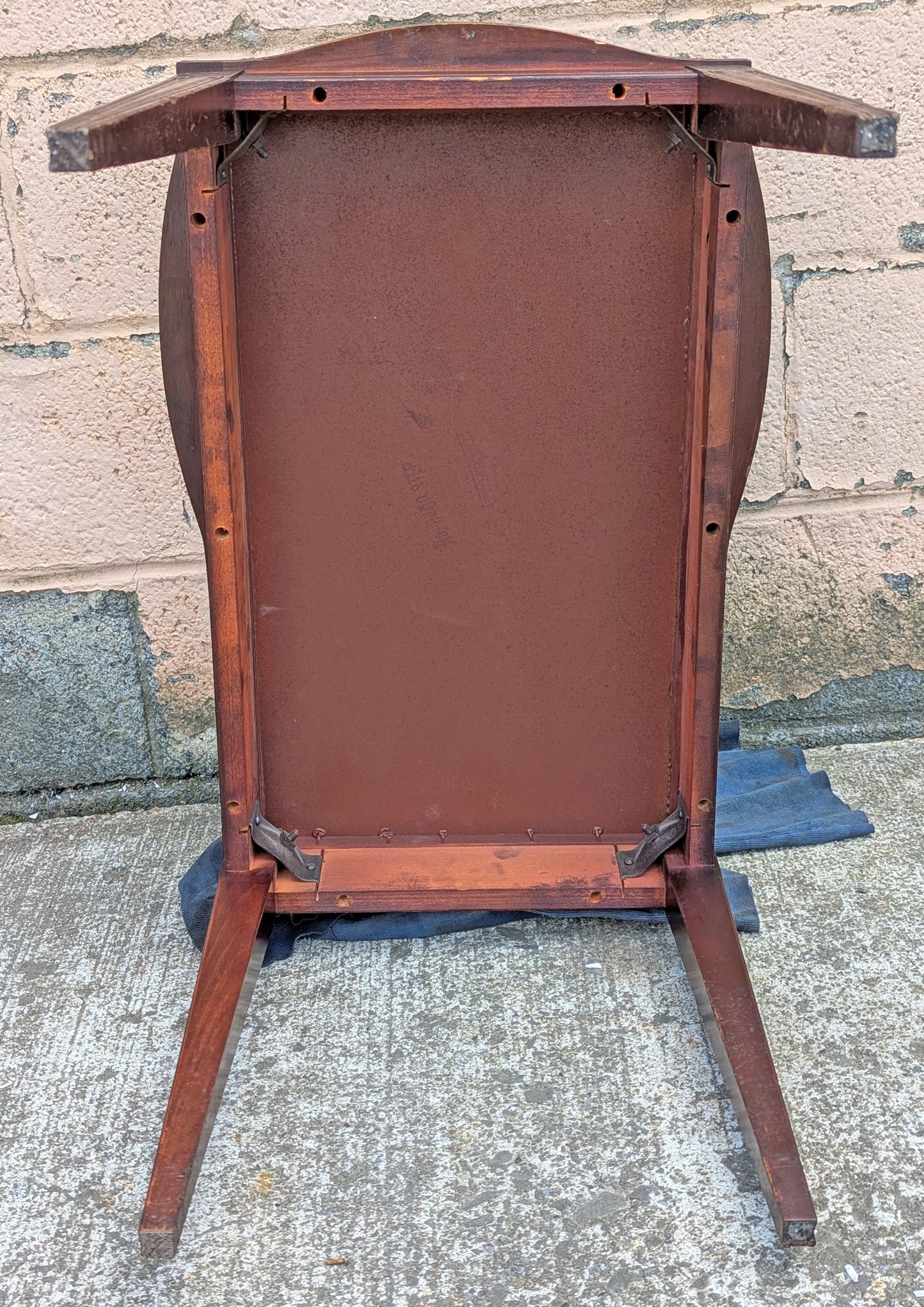 Antique Vintage Old Reclaimed Salvaged SOLID Mahogany Wood Wooden Leather Top End Side Occasional Accent Lamp Table Night Stand Nightstand