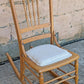 Antique Vintage Old Reclaimed Salvaged Pressback Spindleback SOLID Oak Wood Wooden  Children's Kids Rocking Chair Fabric Seat
