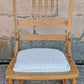 Antique Vintage Old Reclaimed Salvaged Pressback Spindleback SOLID Oak Wood Wooden  Children's Kids Rocking Chair Fabric Seat