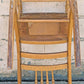 Antique Vintage Old Reclaimed Salvaged Pressback Spindleback SOLID Oak Wood Wooden  Children's Kids Rocking Chair Fabric Seat