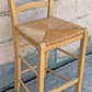 Vintage Antique Old Reclaimed Salvaged SOLID Wood Wooden Dining Accent Side Bar High Rattan Seagrass Chair Seat