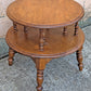 Vintage Antique Old Reclaimed Salvaged SOLID Wood Wooden 2 TIER Coffee Sofa Accent Table Round Circle Circular