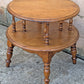 Vintage Antique Old Reclaimed Salvaged SOLID Wood Wooden 2 TIER Coffee Sofa Accent Table Round Circle Circular