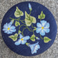Vintage Antique Old Reclaimed Salvaged SOLID Wood Wooden Kneeling Bench Foot Stool Ottoman Stand Seat Blue Floral Morning Glory Fabric