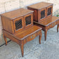 Pair of Vintage Antique Old French Revival Provincial SOLID Wooden Wood & Formica Wooden 2 Tier End Side Accent Lamp Tables Nightstand Shelf