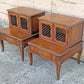 Pair of Vintage Antique Old French Revival Provincial SOLID Wooden Wood & Formica Wooden 2 Tier End Side Accent Lamp Tables Nightstand Shelf