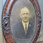 Antique Vintage Old Reclaimed Salvaged Victorian Wood Wooden Plaster Wall Distressed Portrait Picture Frame Curved Glass Ornate Decorative