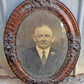 Antique Vintage Old Reclaimed Salvaged Victorian Wood Wooden Plaster Wall Distressed Portrait Picture Frame Curved Glass Ornate Decorative