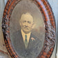 Antique Vintage Old Reclaimed Salvaged Victorian Wood Wooden Plaster Wall Distressed Portrait Picture Frame Curved Glass Ornate Decorative