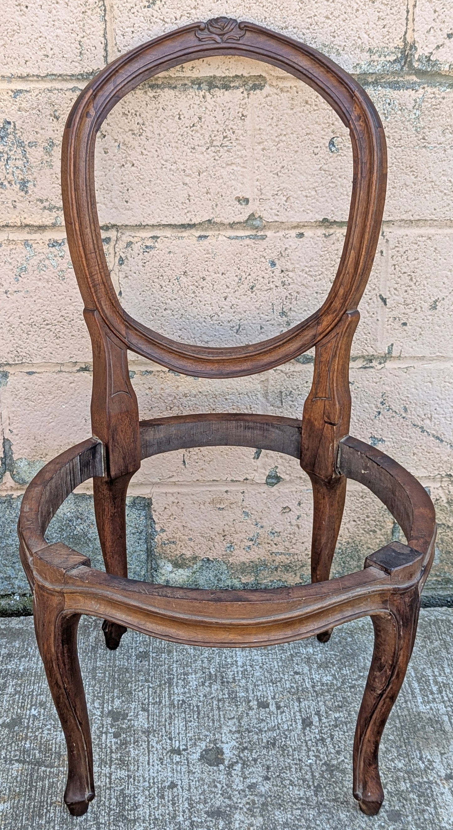 Antique Vintage Old Reclaimed Salvaged Balloon Back SOLID Mahogany Wood Wooden Side Dining Accent Chair Floral Carvings Ornate Frame
