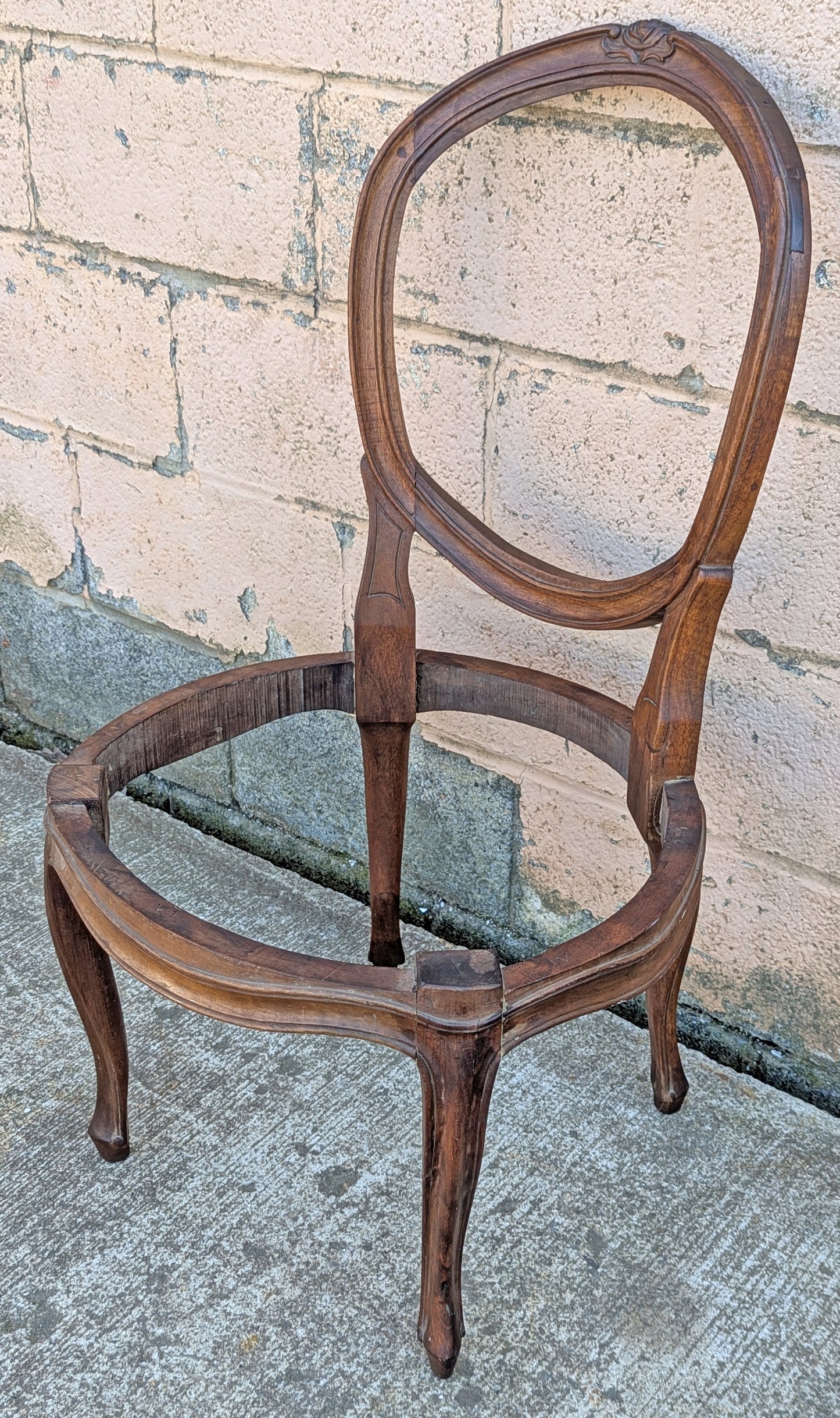 Antique Vintage Old Reclaimed Salvaged Balloon Back SOLID Mahogany Wood Wooden Side Dining Accent Chair Floral Carvings Ornate Frame
