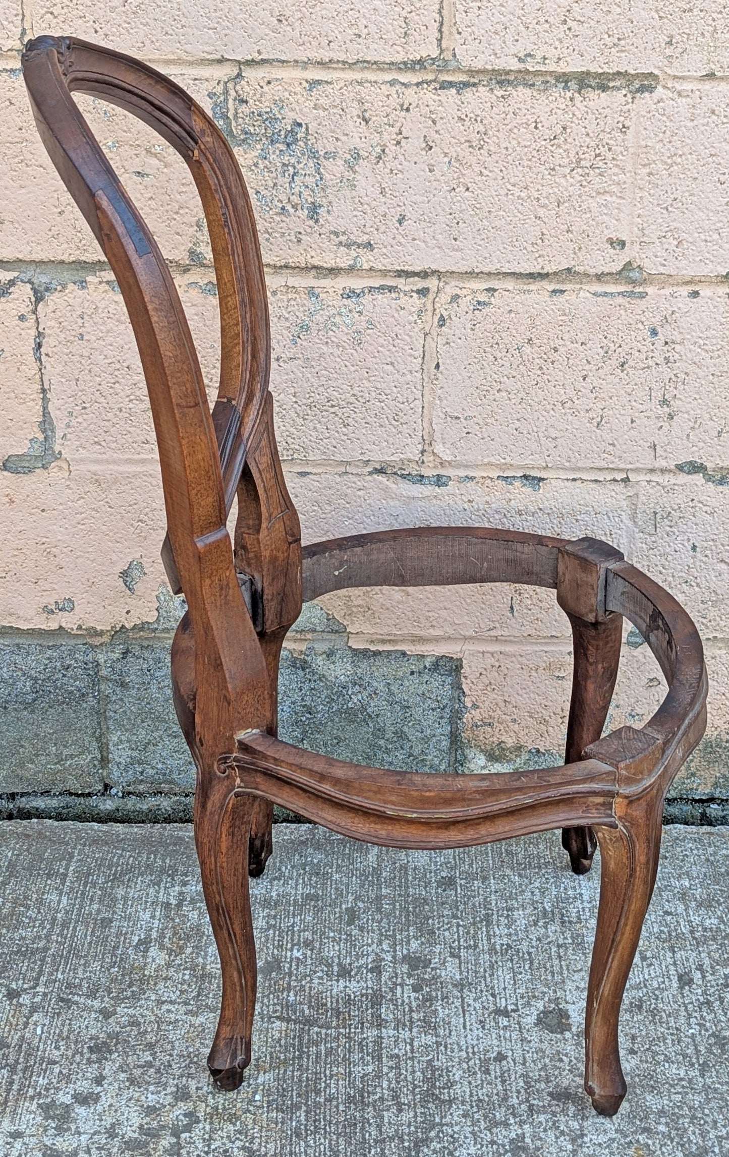 Antique Vintage Old Reclaimed Salvaged Balloon Back SOLID Mahogany Wood Wooden Side Dining Accent Chair Floral Carvings Ornate Frame