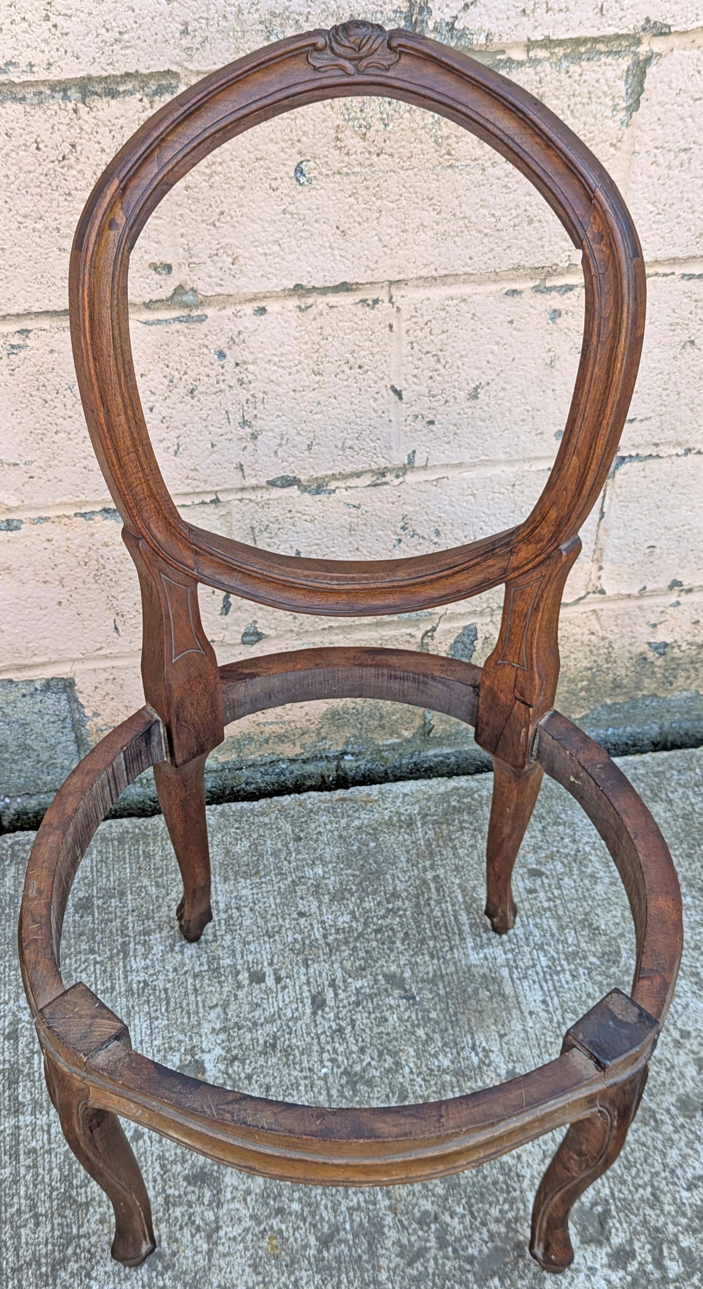 Antique Vintage Old Reclaimed Salvaged Balloon Back SOLID Mahogany Wood Wooden Side Dining Accent Chair Floral Carvings Ornate Frame