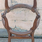 Antique Vintage Old Reclaimed Salvaged Balloon Back SOLID Mahogany Wood Wooden Side Dining Accent Chair Floral Carvings Ornate Frame