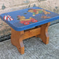 Small Vintage Handmade Handcrafted Solid Wood Wooden Kids Bedroom Foot Step Stool Plant Stand Side Accent Chair Seat Hand Painted Patriotic