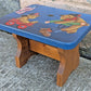Small Vintage Handmade Handcrafted Solid Wood Wooden Kids Bedroom Foot Step Stool Plant Stand Side Accent Chair Seat Hand Painted Patriotic