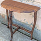 Vintage Antique Old Reclaimed Salvaged Solid Wood Wooden Console Half Round Semi Circle Lamp End Side Pedestal Table Plant Stand