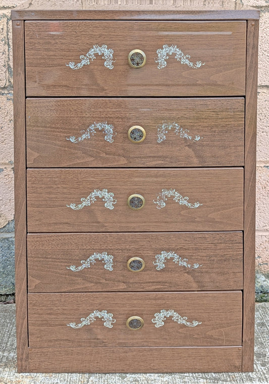 Vintage Antique Old Reclaimed Salvaged Mid Century Modern MCM Art Deco Steel Metal Bedroom Dresser Chest Highboy 5 Drawer