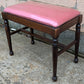 Antique Vintage Old Victorian SOLID Wood Wooden Piano Kneeling Bench Foot Stool Ottoman Plant Stand Pink Fabric
